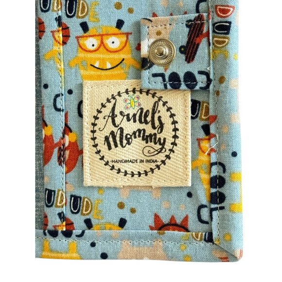 Handmade Childrens Fabric Wallet With Fun Cartoon Monster Design Snap Closure An - Picture 3 of 6